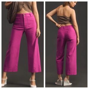 Anthropologie Maeve Colette Cropped WideLeg Pants in Rose sz 25P
